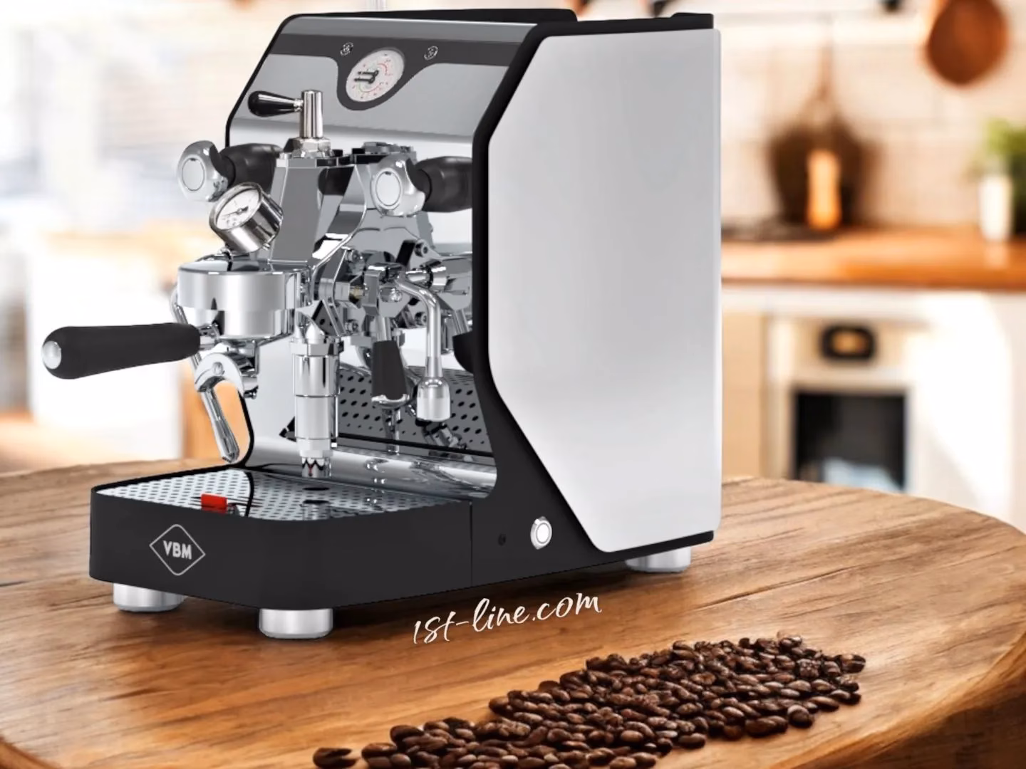 VBM Super Analogic HX espresso machine on table with coffee beans